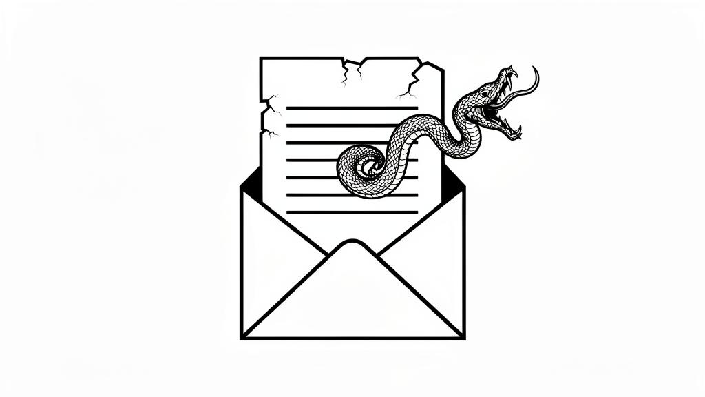 AI-powered phishing email emerging from digital darkness
