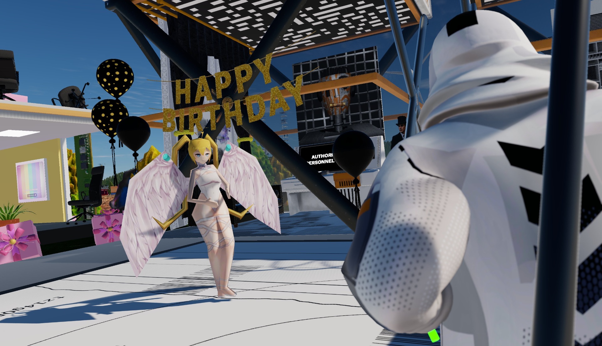 Substrata birthday party with Happy Birthday banner